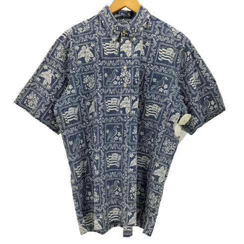 レインスプーナー Reyn Spooner 90s 総柄 リバースプリント ハーフボタン プルオーバー アロハシャツ メンズ
