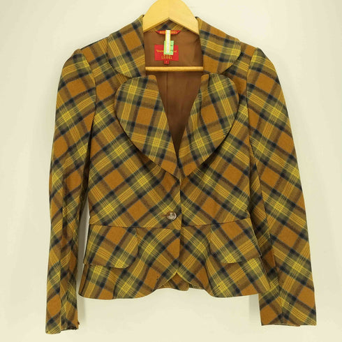 ヴィヴィアンウエストウッドレッドレーベル Vivienne Westwood RED LABEL 90~00S オリゾンティ ウール タータンチェック ラブジャケット テーラードジャケット 変形スカート セットアップ レディース 2
