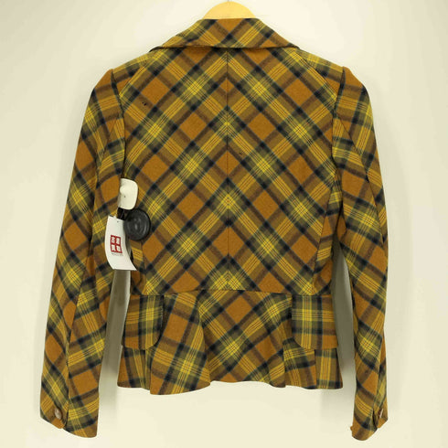 ヴィヴィアンウエストウッドレッドレーベル Vivienne Westwood RED LABEL 90~00S オリゾンティ ウール タータンチェック ラブジャケット テーラードジャケット 変形スカート セットアップ レディース 2