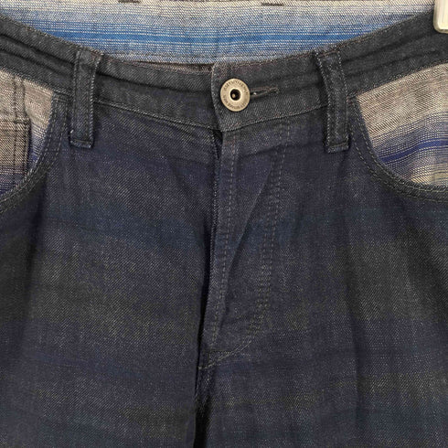 イッセイミヤケメン ISSEY MIYAKE MEN 13AW ボーダー切替 デニムパンツ メンズ JPN:4