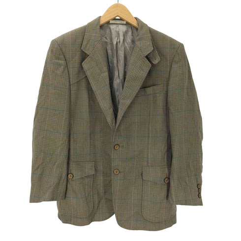 SCABAL 2B テーラード ジャケット チンスト フラップ付き ポケット チェック カシミア混 メンズ
