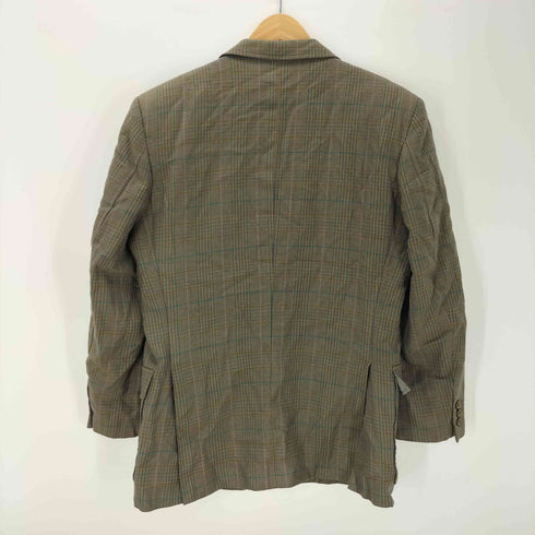 SCABAL 2B テーラード ジャケット チンスト フラップ付き ポケット チェック カシミア混 メンズ