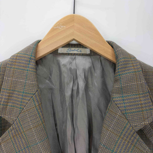 SCABAL 2B テーラード ジャケット チンスト フラップ付き ポケット チェック カシミア混 メンズ