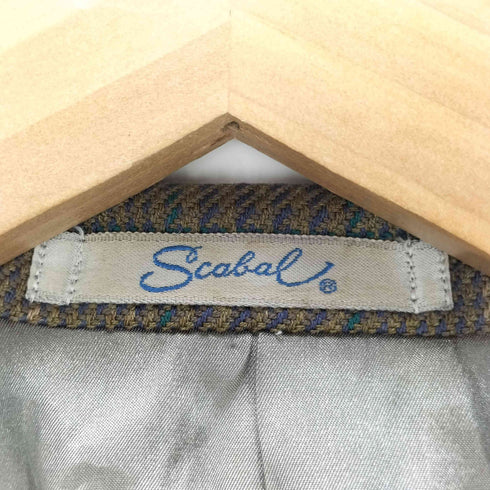 SCABAL 2B テーラード ジャケット チンスト フラップ付き ポケット チェック カシミア混 メンズ