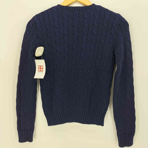 ラルフローレン RALPH LAUREN 90S 香港製 ポニー刺繍 ケーブル編み コットンニット レディース import:XS
