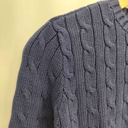 ラルフローレン RALPH LAUREN 90S 香港製 ポニー刺繍 ケーブル編み コットンニット レディース import:XS