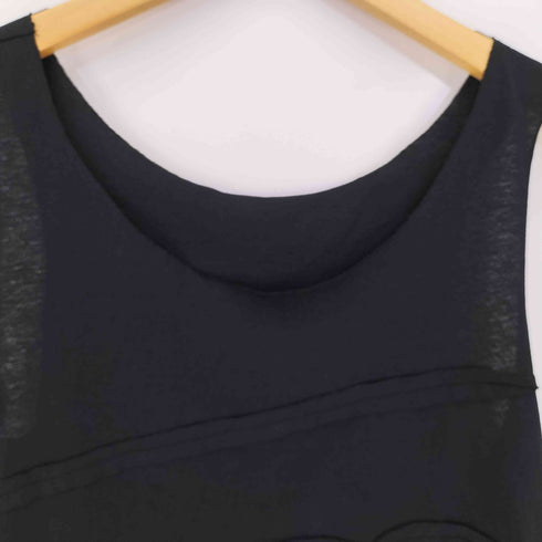 VeniceW Black Sui Top カットオフデザイン プリント アシンメトリー ノースリーブ レディース import:M