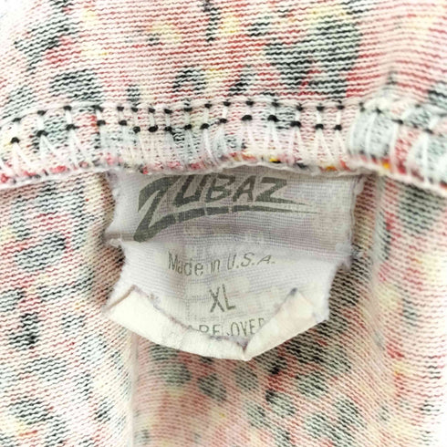ZUBAZ 90S USA製 総柄 マルチカラー KCワッペン スウェット ショーツパンツ メンズ XL