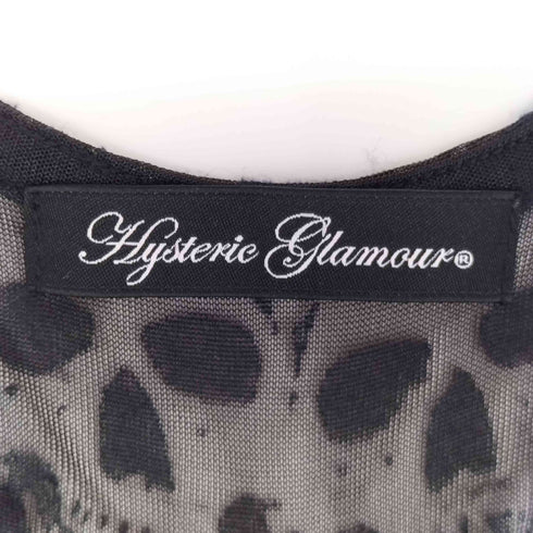 ヒステリックグラマー HYSTERIC GLAMOUR ポリ コットン髑髏 スカル シースルー Vネック L/S カットソー Tシャツ ロンT Y2K レディース FREE