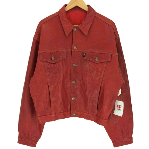 G11 BASIC JEANS レザー ロゴボタン トラッカージャケット メンズ US:40