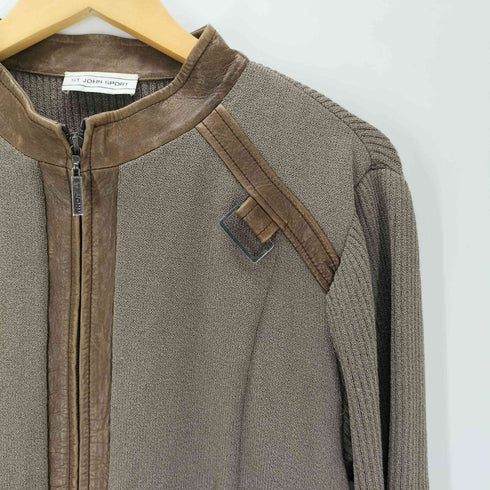 ST.JOHN SPORT 90s ニット ジャケット ダブル ジップ ライニング レザー メンズ