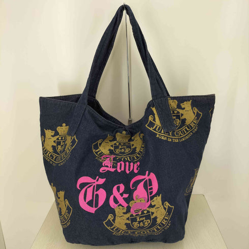 ジューシークチュール JUICY COUTURE クラウン ロゴプリント デニムトートバッグ Y2K レディース