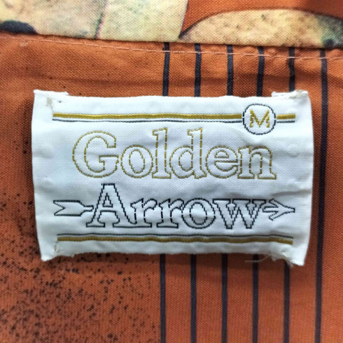 アロー ARROW 60~70s Golden Arrow キジ アニマル プリント オープンカラー 開襟 襟芯 長袖 シャツ メンズ import:M