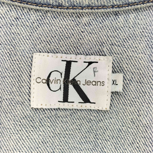 カルバンクラインジーンズ Calvin Klein Jeans 90S USA製 革パッチ 3ポケット デニムベスト メンズ import:XL