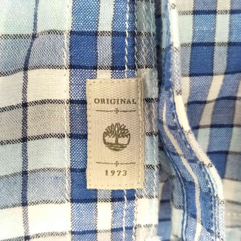ティンバーランド Timberland SLIM FIT コットン リネン チェック S/S シャツ メンズ import:XL