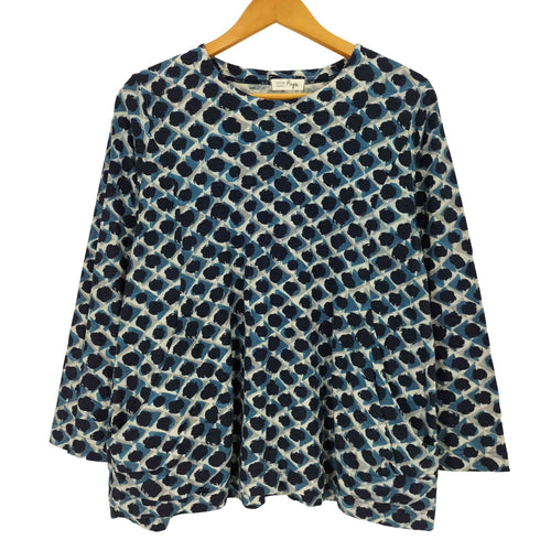 コットンハウスアヤ Cotton House Aya リネン混 ドットプリント ポケット 長袖Tシャツ レディース JPN:M