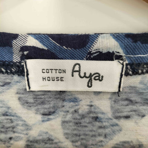 コットンハウスアヤ Cotton House Aya リネン混 ドットプリント ポケット 長袖Tシャツ レディース JPN:M
