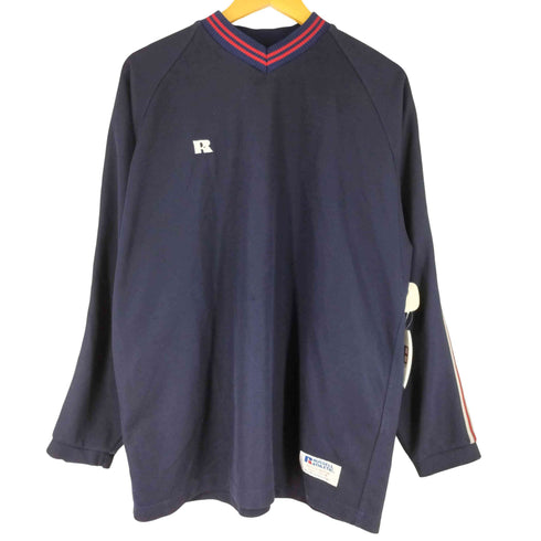 ラッセルアスレチック RUSSELL ATHLETIC 90S USA製 ロゴ刺繍 サイドライン Vネック ラグラン プルオーバー カットソー メンズ import:L