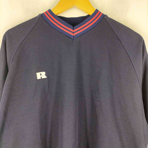 ラッセルアスレチック RUSSELL ATHLETIC 90S USA製 ロゴ刺繍 サイドライン Vネック ラグラン プルオーバー カットソー メンズ import:L