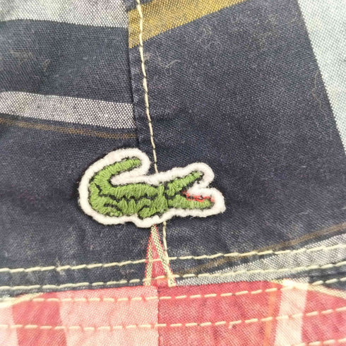 ラコステ LACOSTE ワンポイントロゴ刺繍 チェック柄 リバーシブル バケットハット メンズ