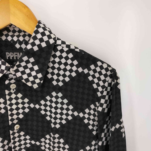 ピーピーエフエム PPFM ランダム チェッカー プリント L/S シャツ メンズ FREE