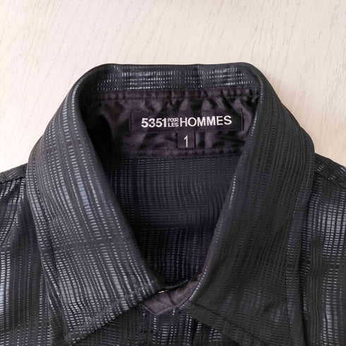 ゴーサンゴーイチプールオム 5351 POUR LES HOMMES メタリック ストライプ パネル 切り替え L/S シャツ メンズ JPN:3