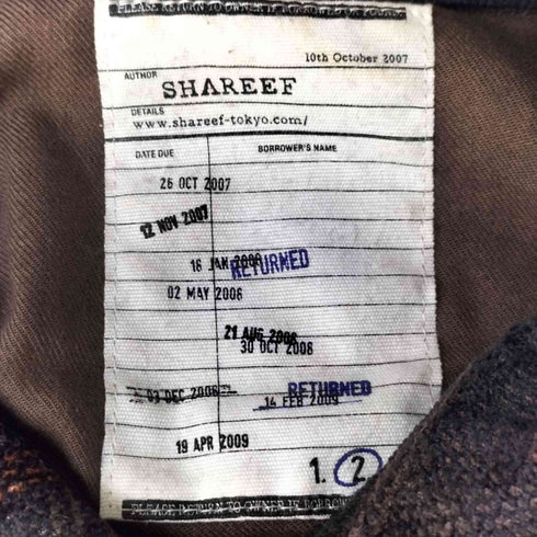 シャリーフ SHAREEF レーヨン ベロア チェック L/S シャツ メンズ JPN:2