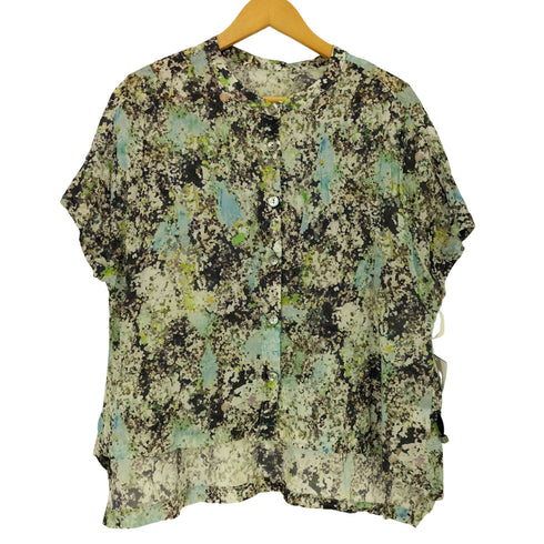 akane femme あむう 総柄 コットン ノーカラー ノースリーブ ブラウス レディース M~L