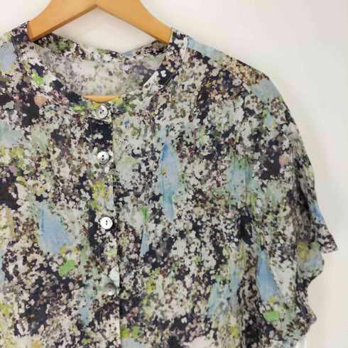 akane femme あむう 総柄 コットン ノーカラー ノースリーブ ブラウス レディース M~L