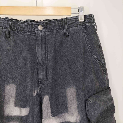 RESHAM ペイント加工 ワイド カーゴ デニム パンツ メンズ JPN:L