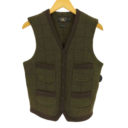 ダブルアールエルラルフローレン RRL RALPH LAUREN 00S 一つ星 黒タグ ウール チェック マルチポケット ハンティングベスト メンズ import:S