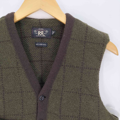 ダブルアールエルラルフローレン RRL RALPH LAUREN 00S 一つ星 黒タグ ウール チェック マルチポケット ハンティングベスト メンズ import:S