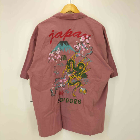 YOIDORE ドラゴン 刺繍 オープンカラー S/S スカシャツ メンズ メガジョッキ