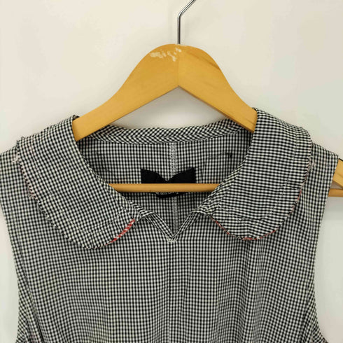 トリココムデギャルソン tricot COMME des GARCONS 02AW ギンガムチェック ノースリーブフラットカラーワンピース レディース