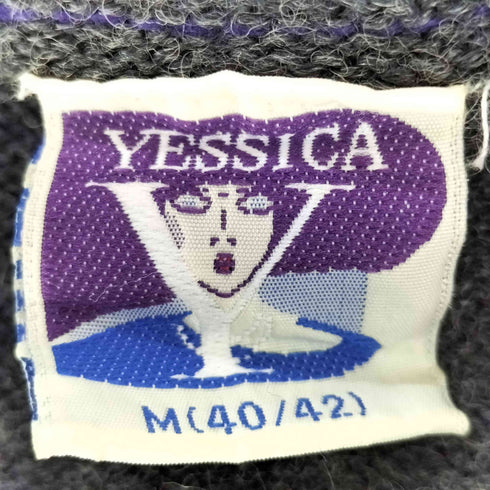 80s C&A シーアンドエー YESSICA イェシカ アクリル ウール カーディガン レディース M