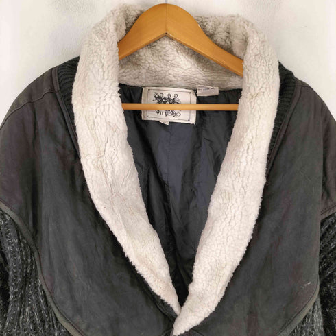 VITTORIO レザー切替 ショールカラー ニットジャケット メンズ JPN:M