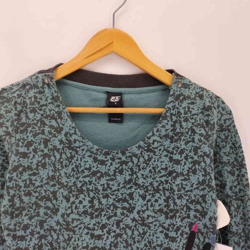 フィフティーファイブディーエスエル 55DSL 00S 総柄デザイン オープンショルダー Uネック 長袖Tシャツ Y2K レディース import:XS