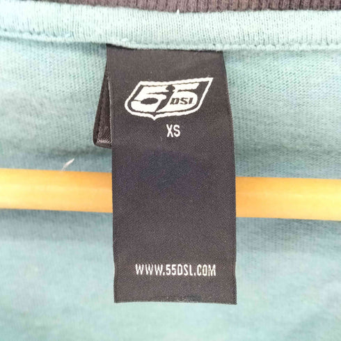 フィフティーファイブディーエスエル 55DSL 00S 総柄デザイン オープンショルダー Uネック 長袖Tシャツ Y2K レディース import:XS