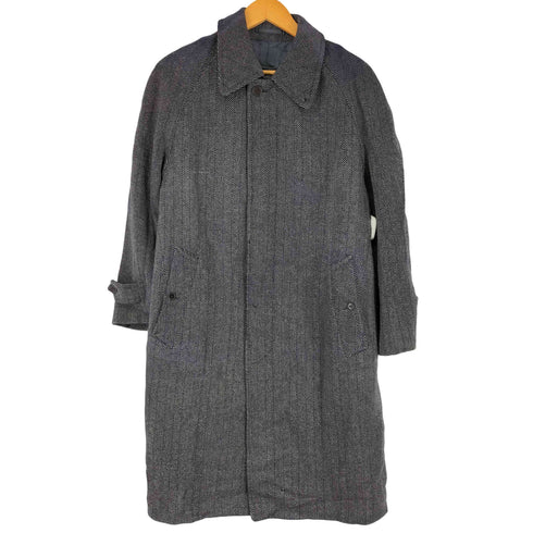 バーバリーズ BURBERRYS CASHMERE&LAMBWOOL カシミヤ50% ヘリンボーン比翼ステンカラーコート メンズ JPN:M