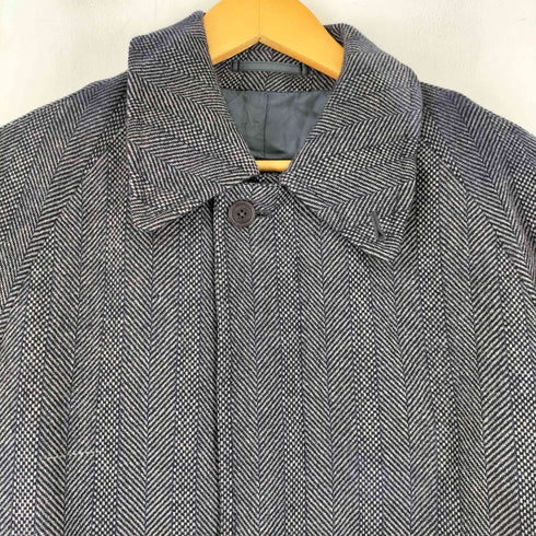 バーバリーズ BURBERRYS CASHMERE&LAMBWOOL カシミヤ50% ヘリンボーン比翼ステンカラーコート メンズ JPN:M