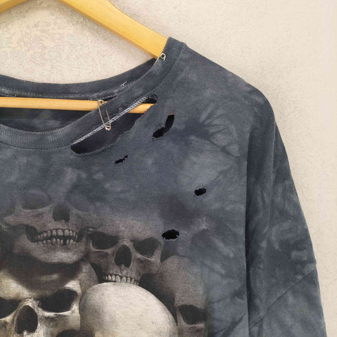 ダメージ スカルプリント Tシャツ パンク PUNK メンズ