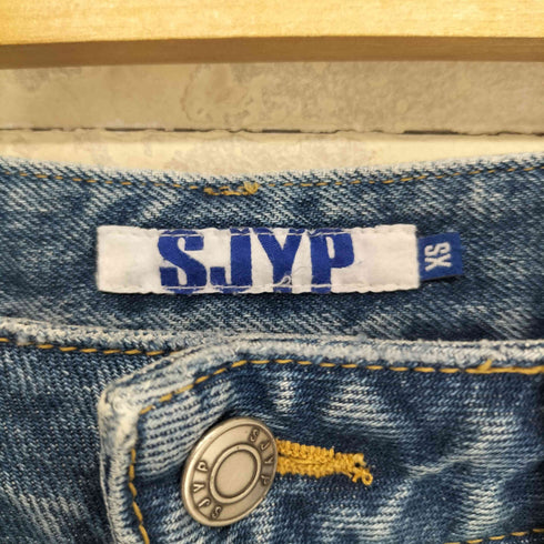 SJYP エスジェイワイピ ボタンフライ ダメージ加工 ショート デニム パンツ Y2K レディース XS