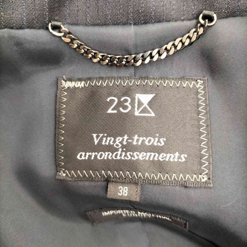 ニジュウサンク 23区 IMPORTED MATERIAL EUROPE ストライプテーラードジャケットパンツセットアップ レディース 38