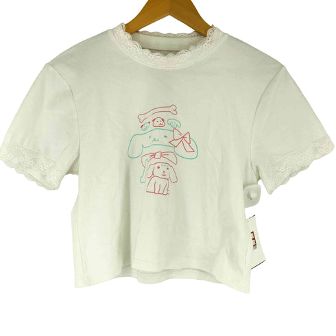 SLEEP AT 11 レースデザイン フロントプリント Tシャツ レディース