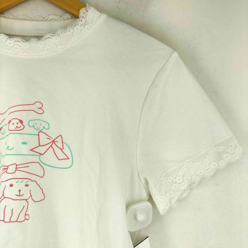 SLEEP AT 11 レースデザイン フロントプリント Tシャツ レディース