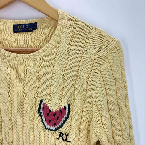 ポロラルフローレン POLO RALPH LAUREN スイカ刺繍 クルーネック ケーブルニット レディース S