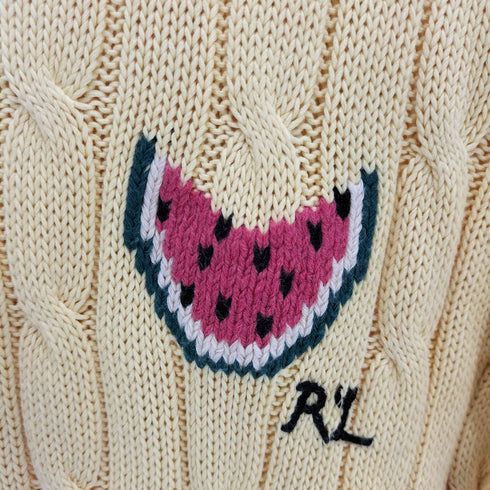 ポロラルフローレン POLO RALPH LAUREN スイカ刺繍 クルーネック ケーブルニット レディース S