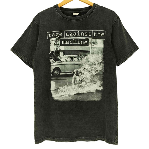 AGAINST ロックバンド プリント クルーネックTシャツ メンズ import:L