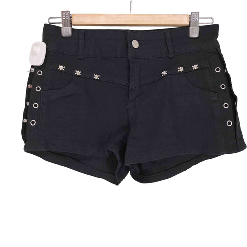 JEANS ジーンズ ドクロ スタッズ デザイン ショート デニム パンツ Y2K レディース L