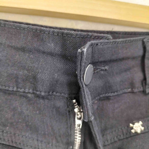 JEANS ジーンズ ドクロ スタッズ デザイン ショート デニム パンツ Y2K レディース L